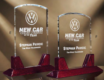 Arched top Crystal on Piano Rosewood Base