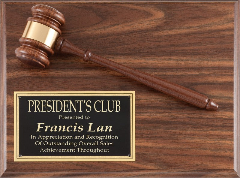Walnut Plaque with Walnut Gavel