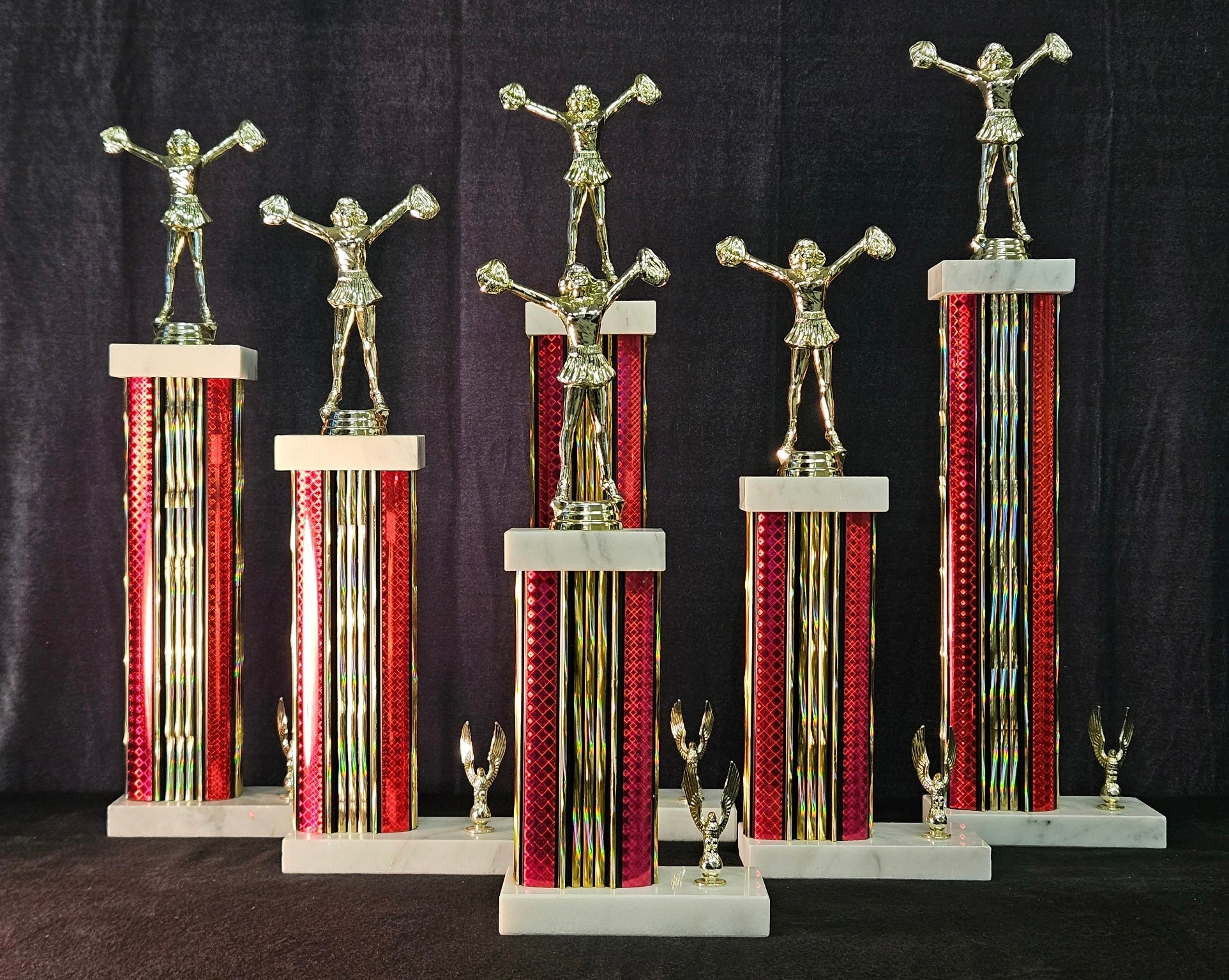 Rectangle trophy with side trim.  Pick Your Color and Figurine