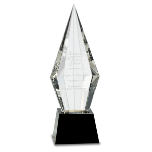Diamond Obelisk, faceted on Blue or black Crystal Base