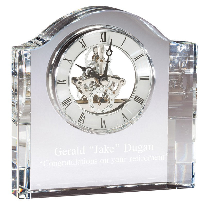 Crystal Skeleton Clock, Silver Accents